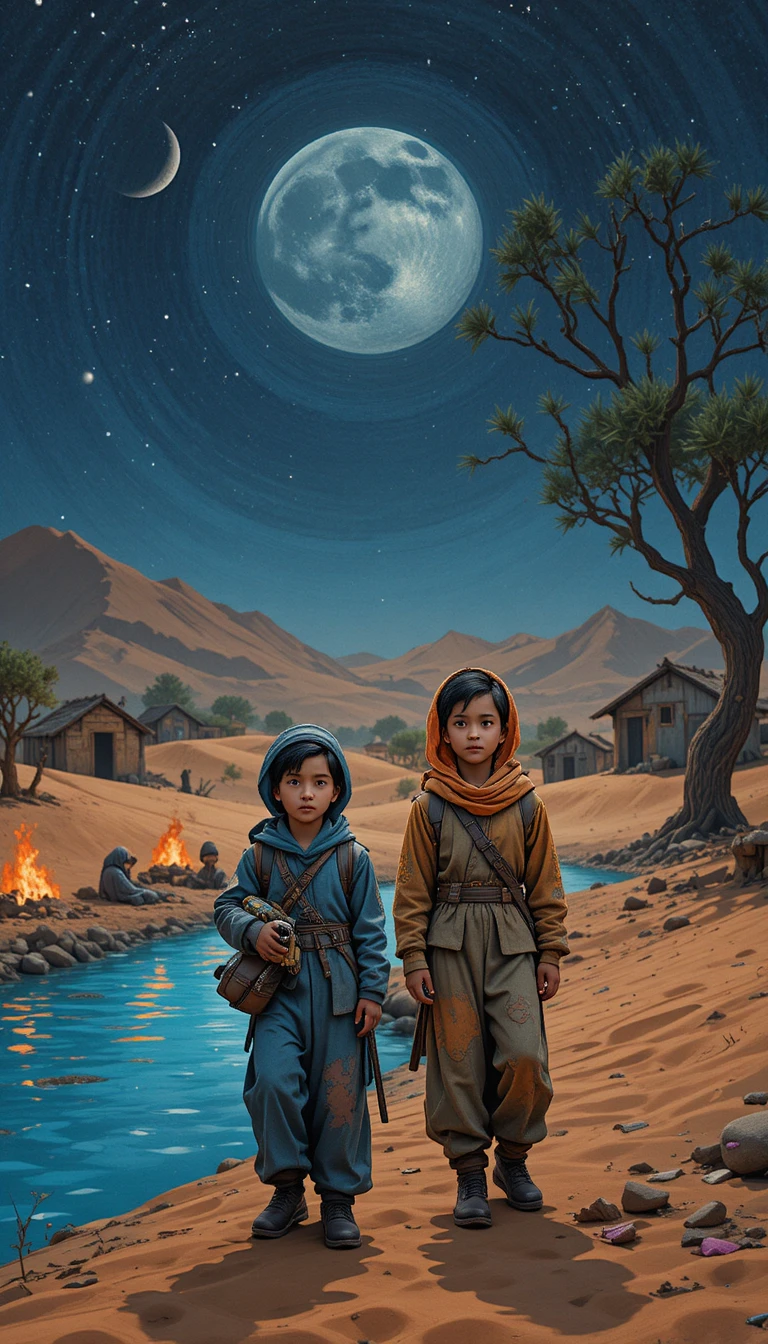 Two Rohingya children begin a dangerous night desert journey