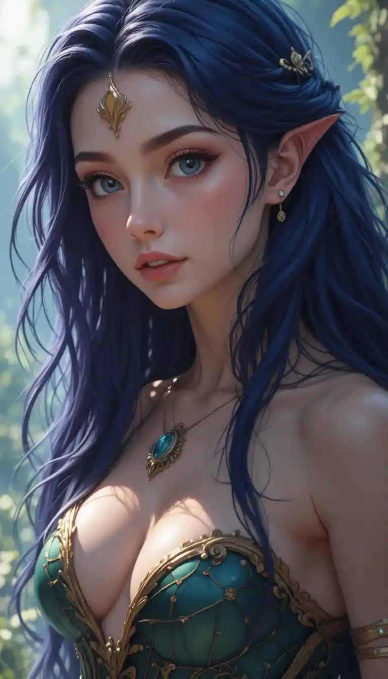 Anime mermaid nymph woman in a magical fantasy world