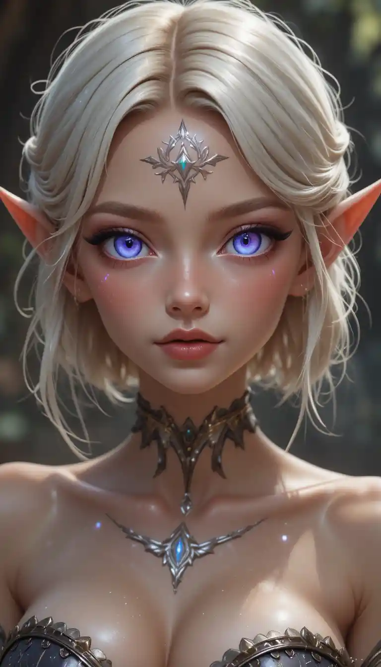 Young gnome girl mage with glowing violet eyes