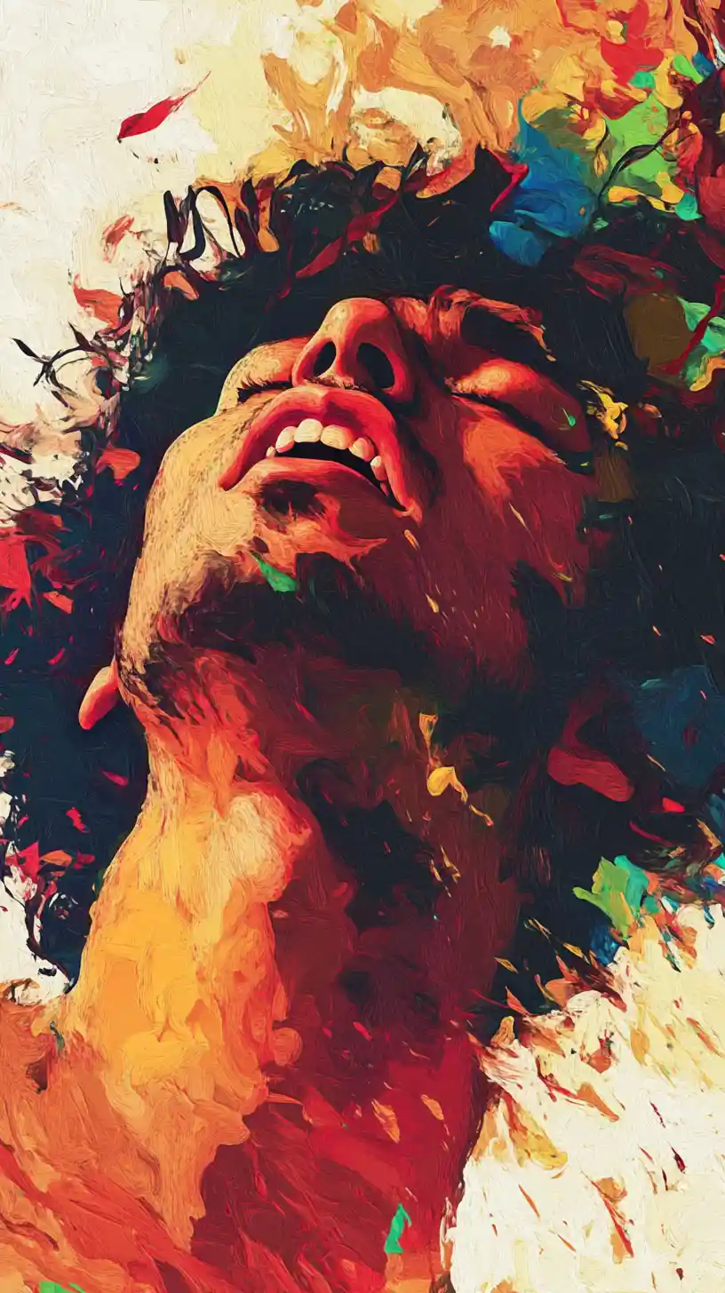 Brotherly laughter and playful energy in an abstract moment