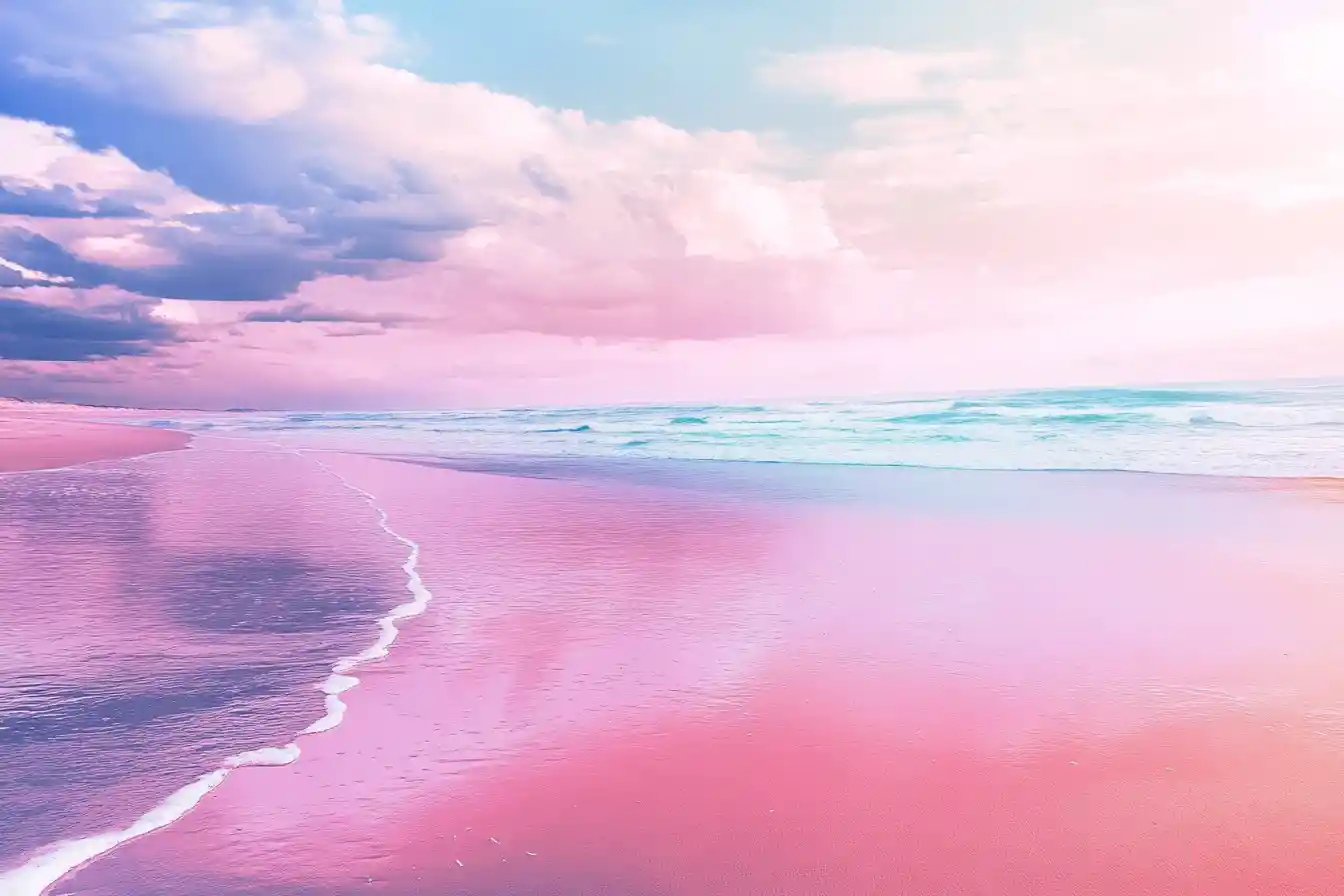 Serene modern art view of an empty pastel seaside