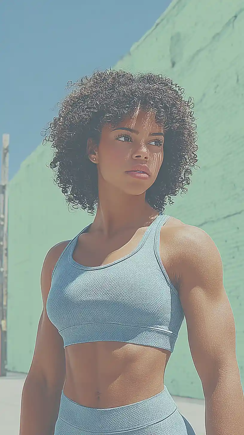 Muscular Algerian woman posing confidently on New York street