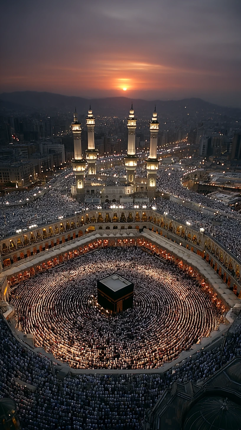 Pilgrims Circling The Kaaba At Fajr In Mecca