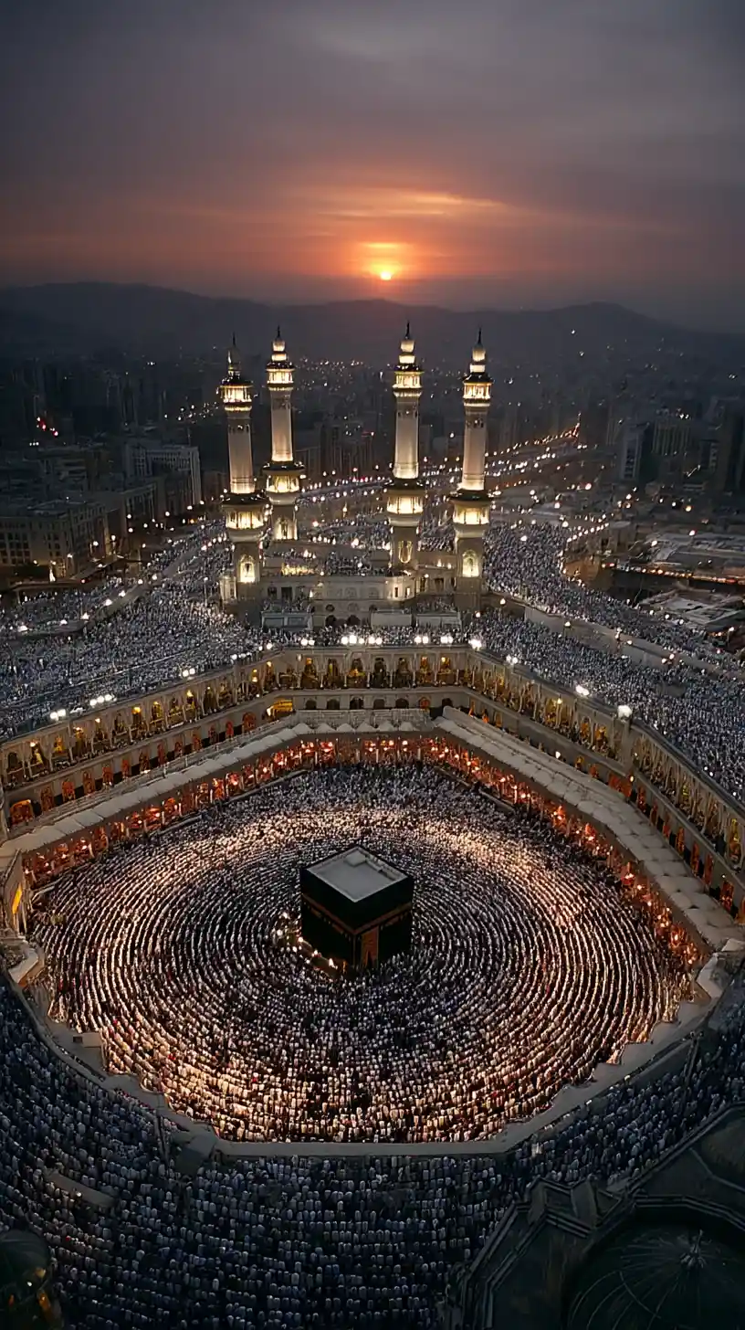 Pilgrims Circling The Kaaba At Fajr In Mecca