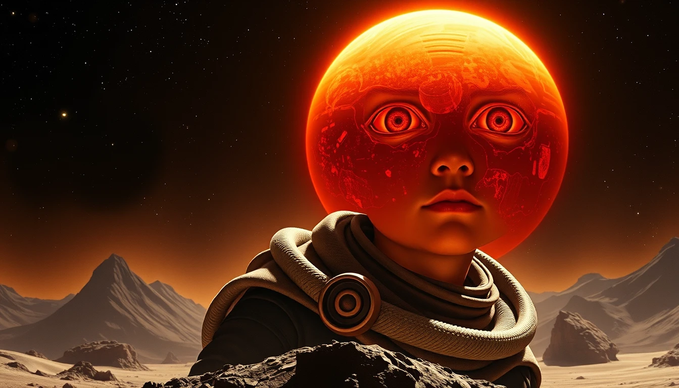 Young man facing destiny on a dangerous alien planet