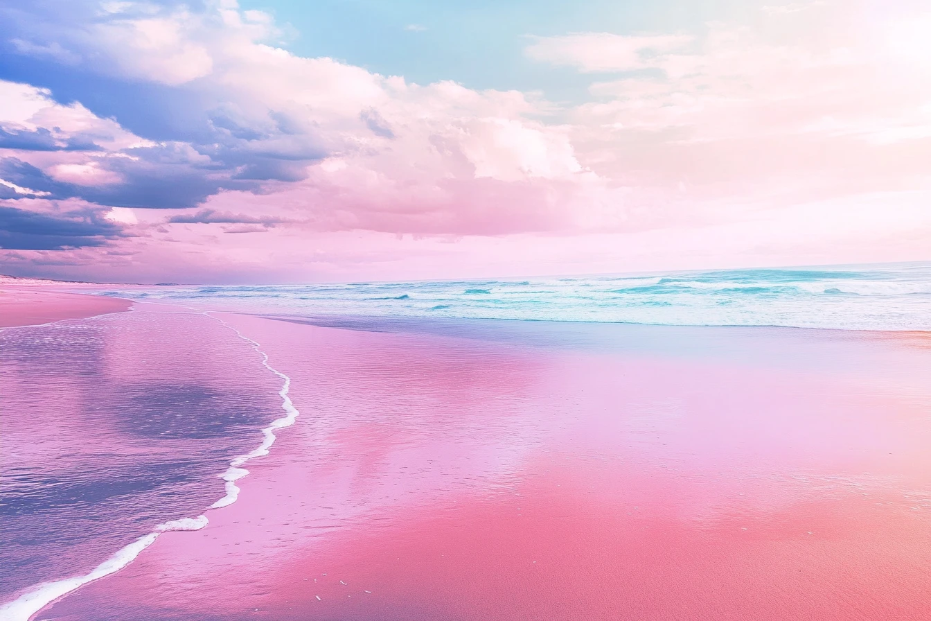 Serene modern art view of an empty pastel seaside