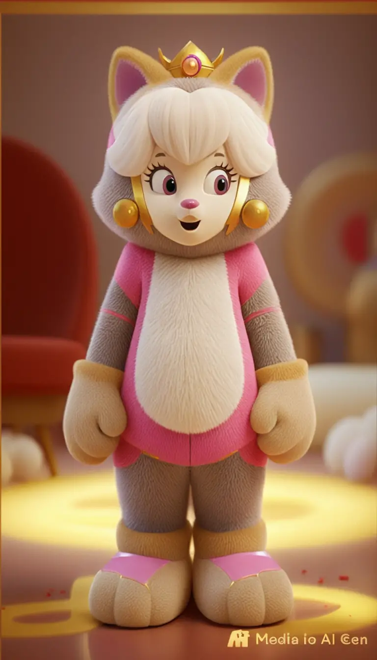 Full Body Mascot Character Standing In Indoor Scene