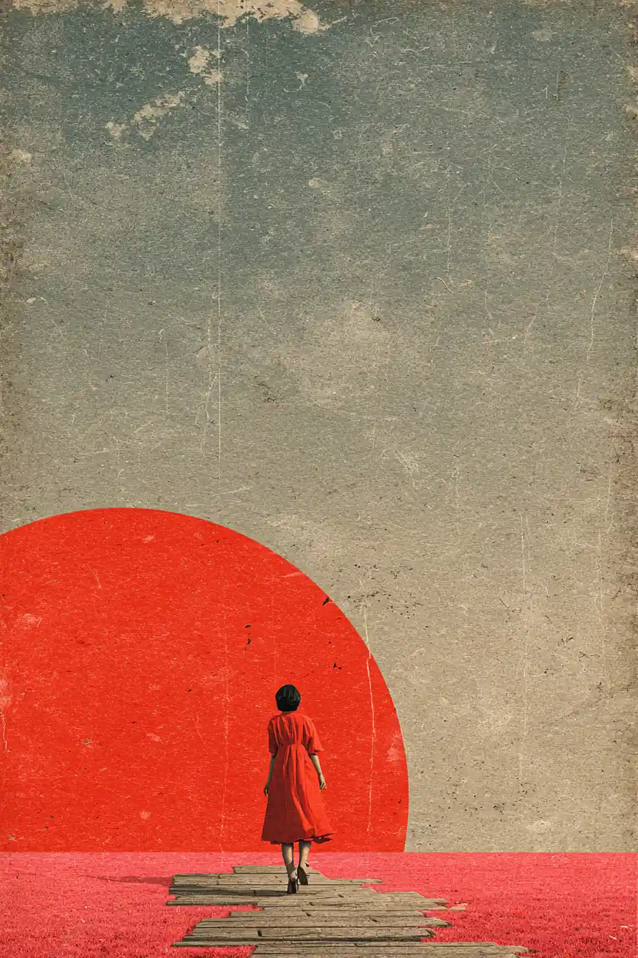 Surreal vintage collage expressing loneliness and emotional invisibility