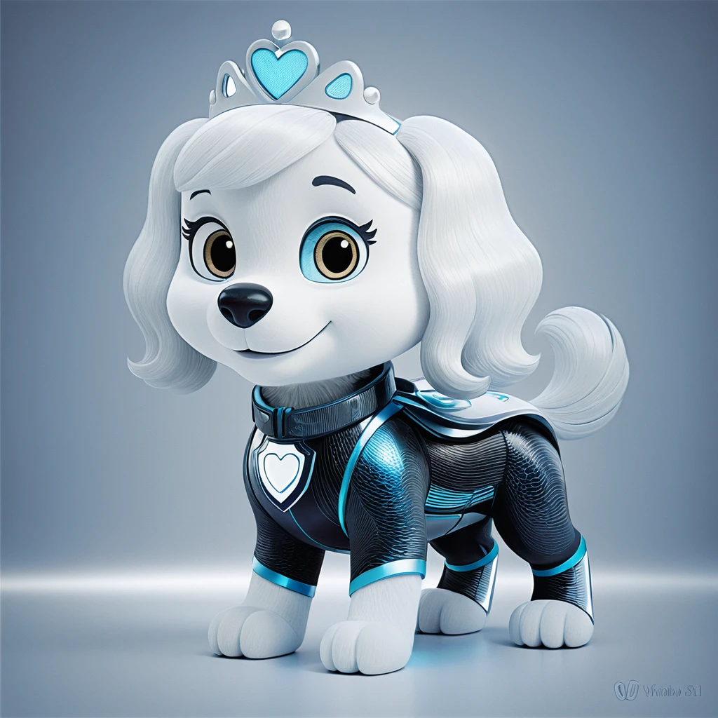 Full body mascot character standing in widescreen frame