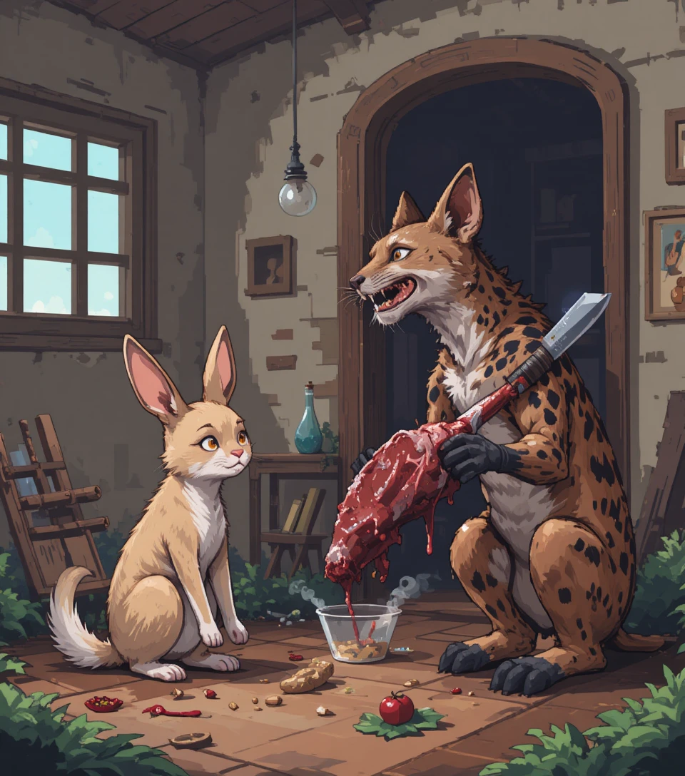 Lonely rabbit living inside a quiet house