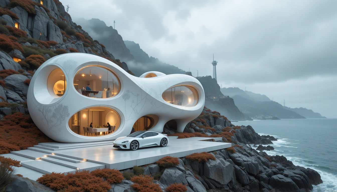 Abstract geometric tiles forming a flowing futuristic structure