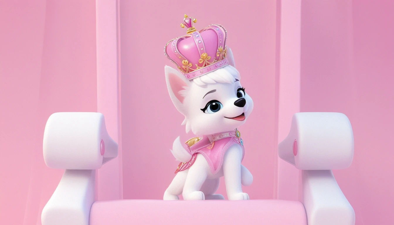 Princess pup mascot character captured in widescreen photo frame