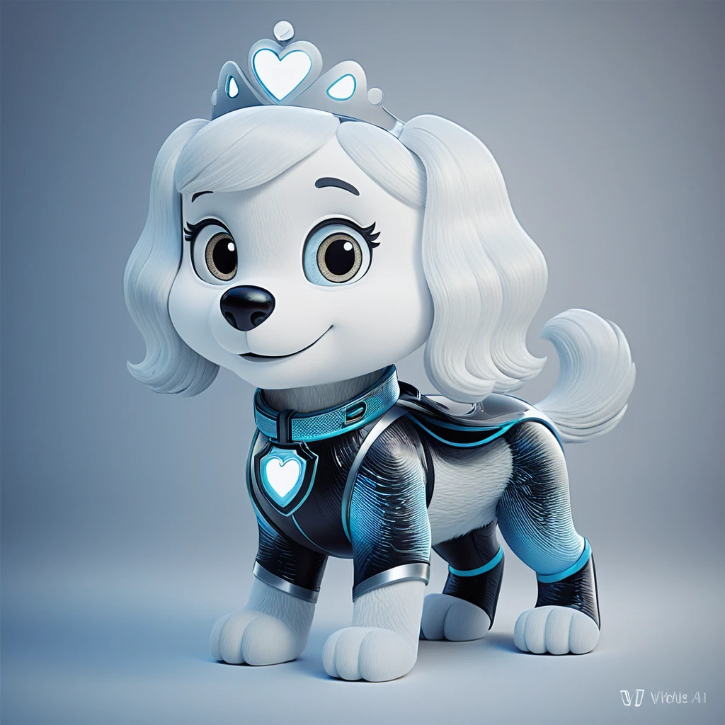 Standing mascot character in a clean widescreen photo frame