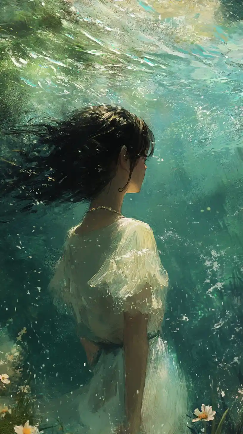 Illustrazione anime di un paesaggio fantasy al risveglio della primavera