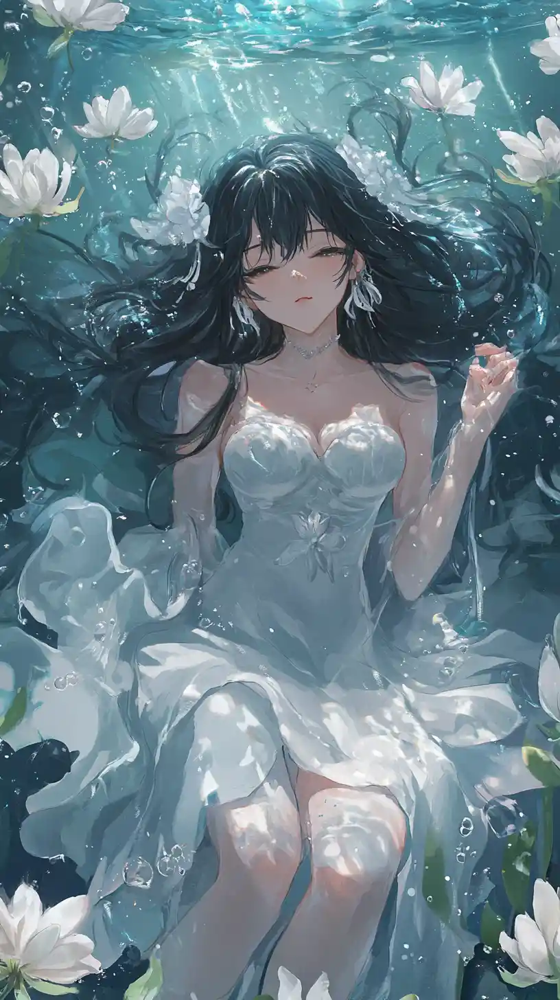 Anime girl at the wake of spring in stylized illustration