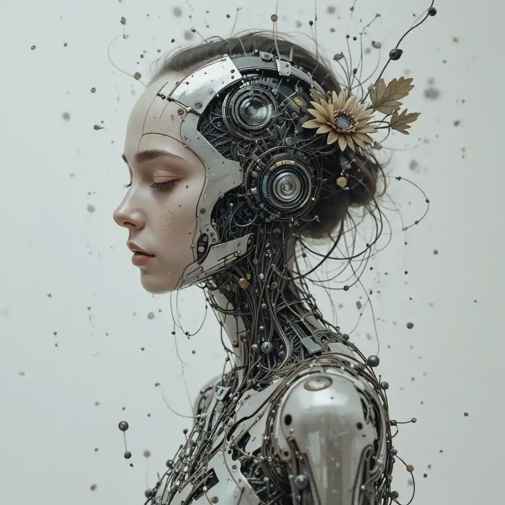 Magical woman pulled between machines and a loving family