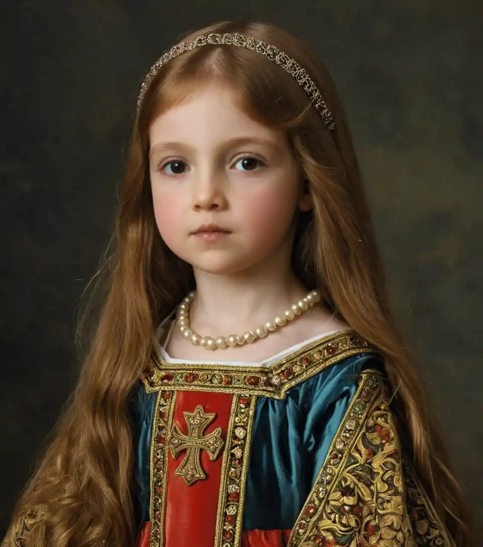 Renaissance portrait of a young Welsh girl with long hair