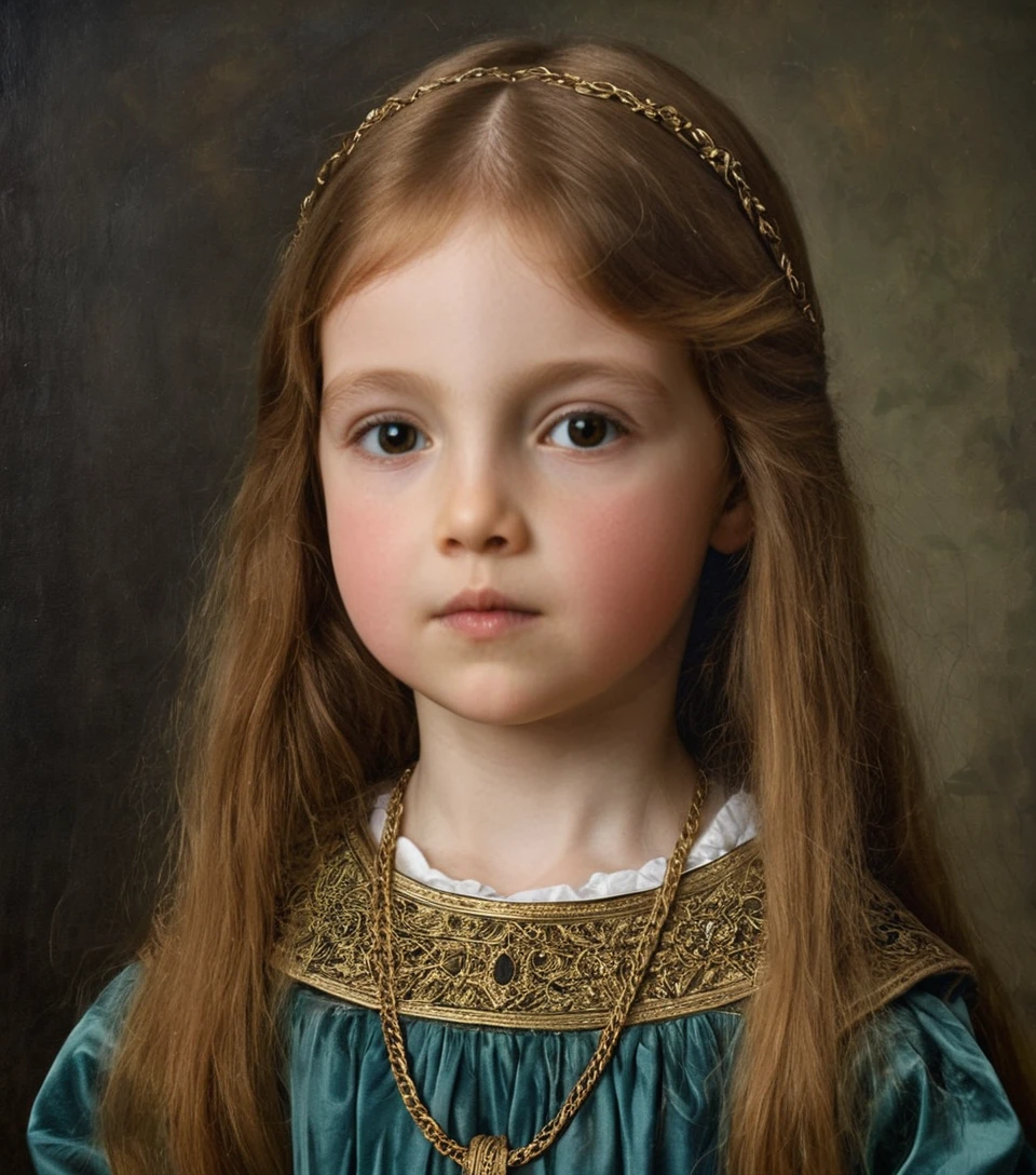 Renaissance portrait of a young Welsh girl with long hair