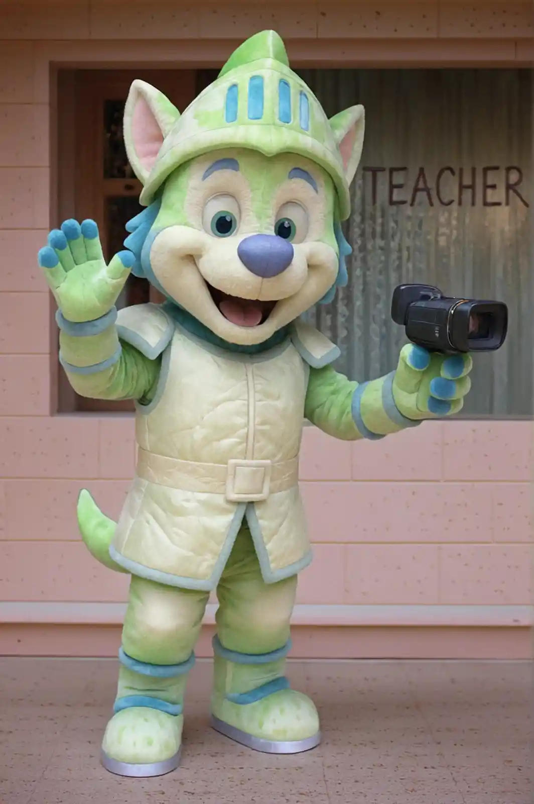 Photo of a mascot character captured in a real life scene
