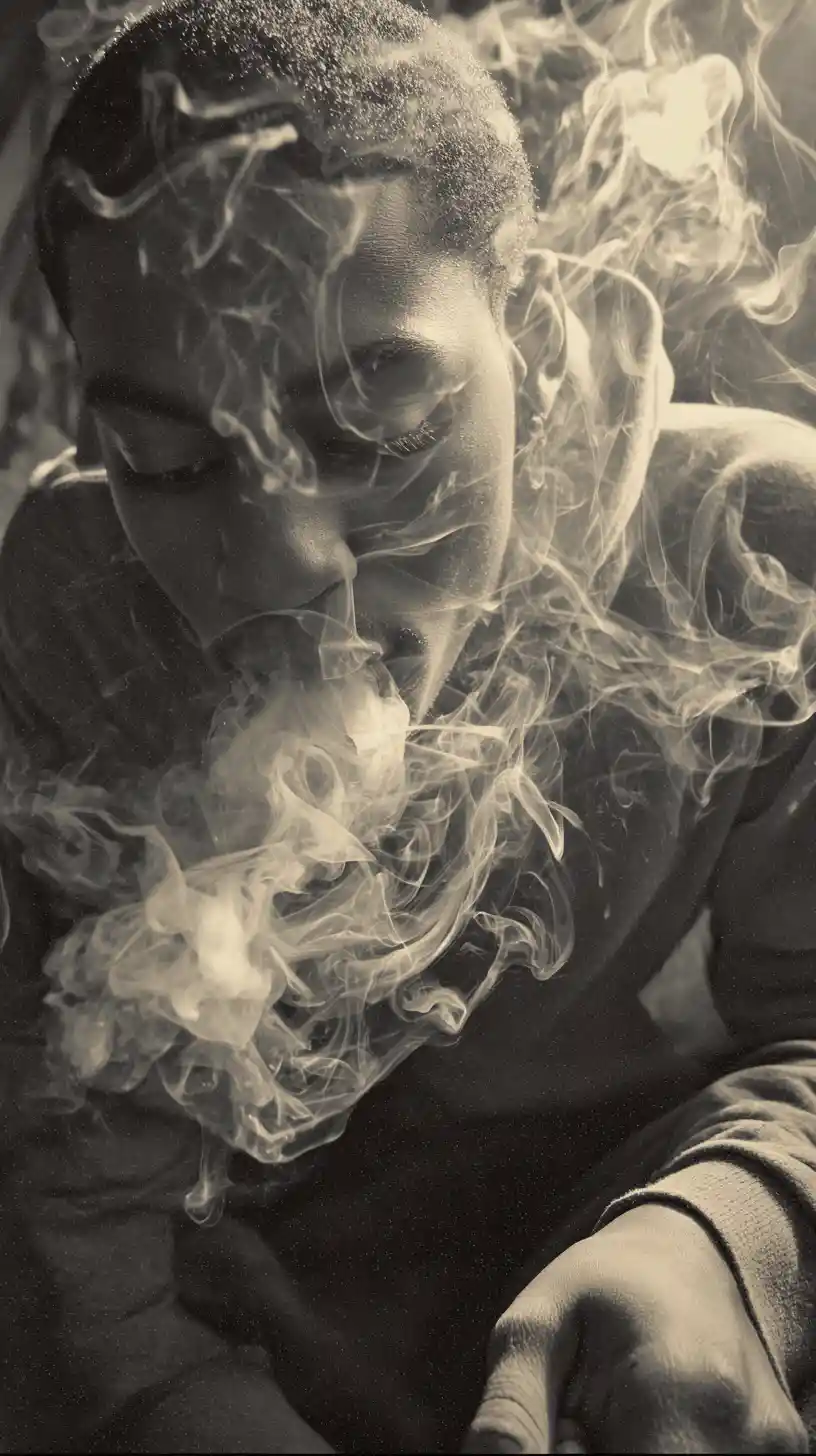 Man speeding while rolling up a cigar to smoke