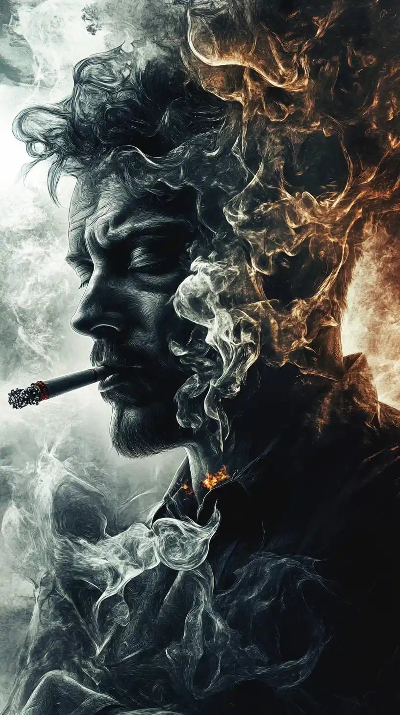 Man speeding forward with a cigar in his hand