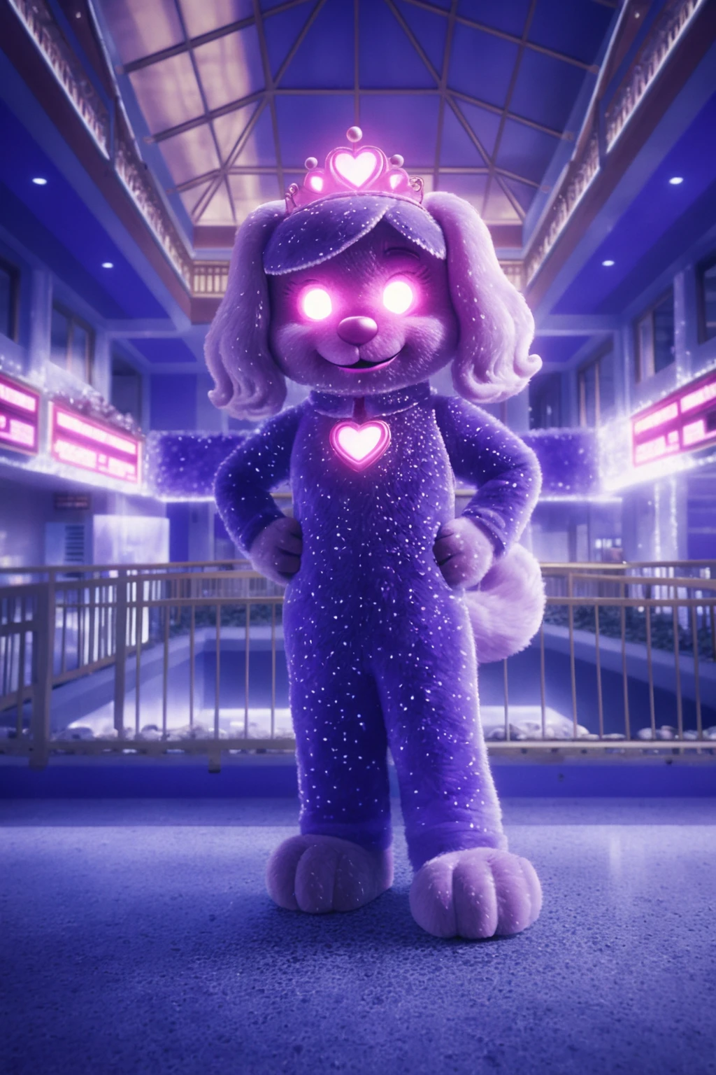 Realistic mascot character captured in a simple photo scene