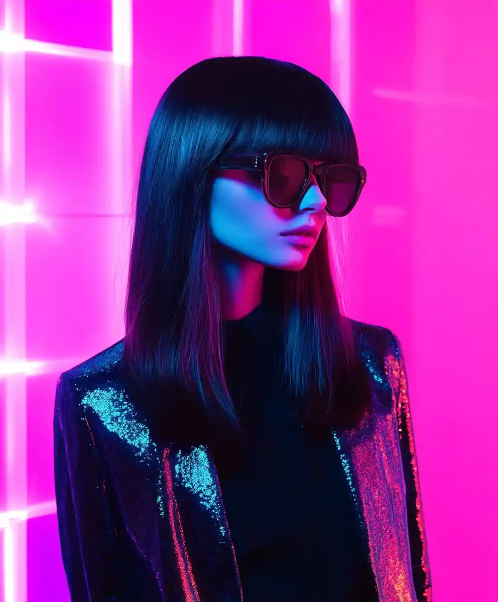 Glamorous young supermodel portrait with stylish long haircut