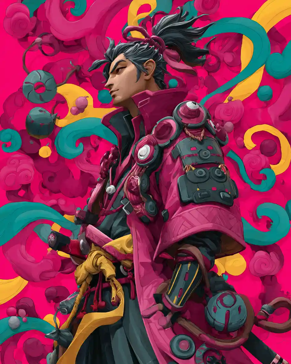 Fantasy heroine in vibrant anime inspired illustration