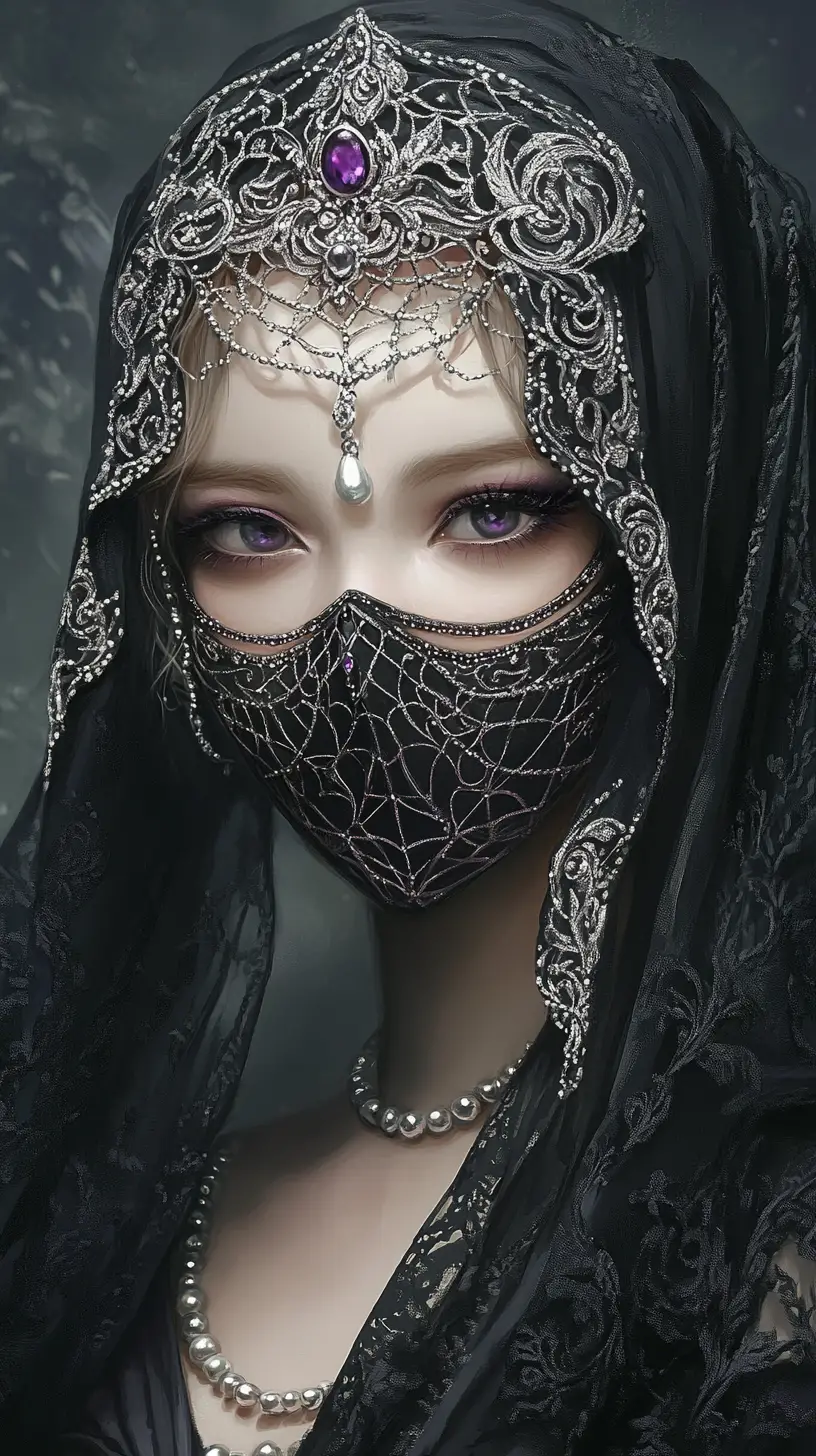 Masked gothic woman in ornate dark fantasy portrait