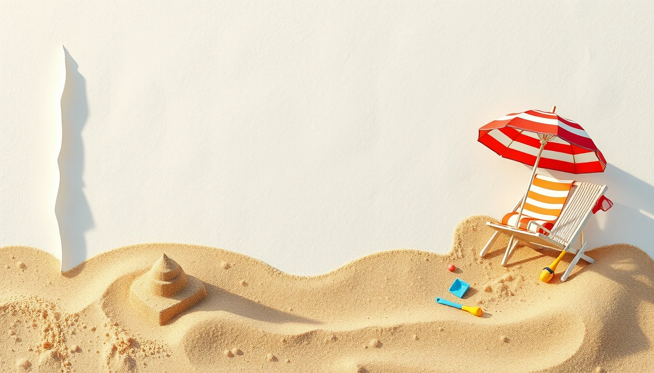 Beach Frame With Sandcastle And Summer Beach Accessories