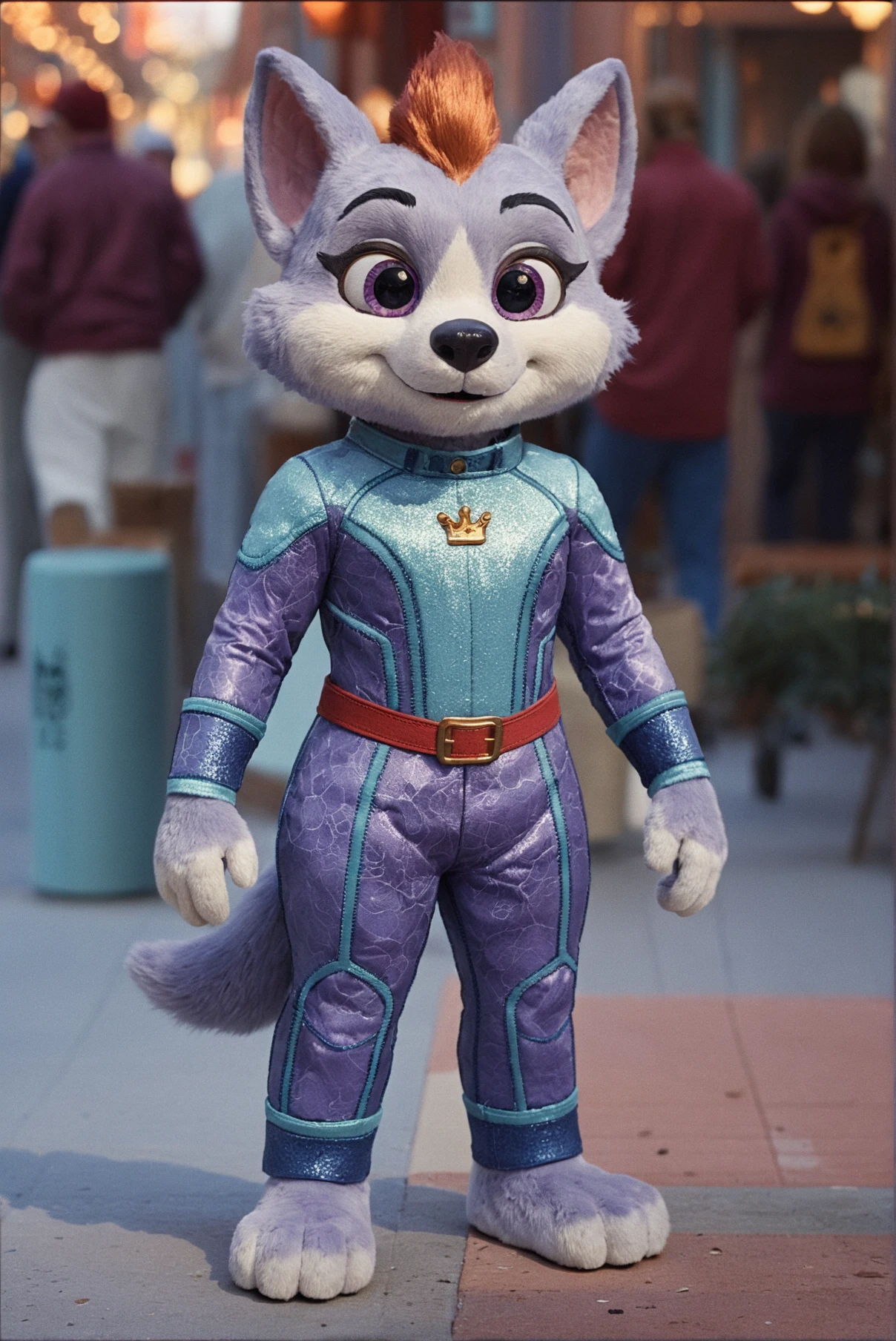 Realistic mascot character captured in a simple photo scene