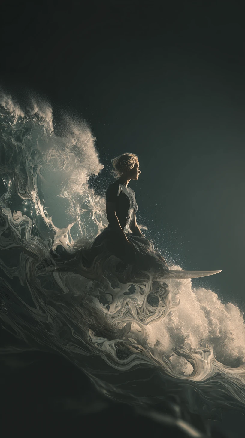 Man surfing a powerful ocean wave with dynamic motion