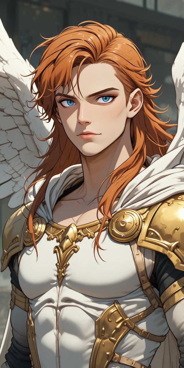 Winged fantasy warrior Milo in white and gold armor
