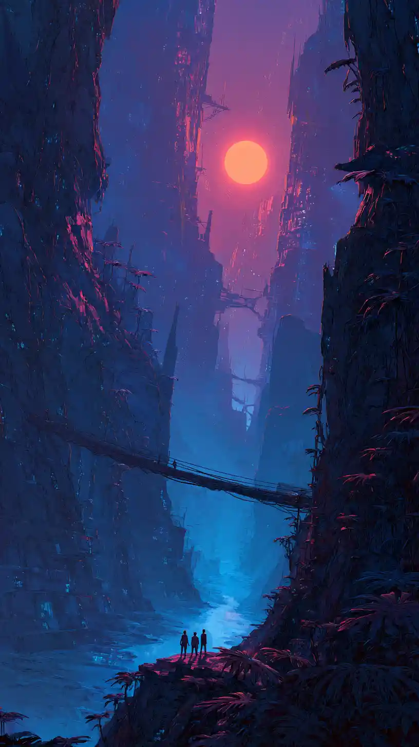 Futuristic Mega City Built Inside A Vast Alien Canyon