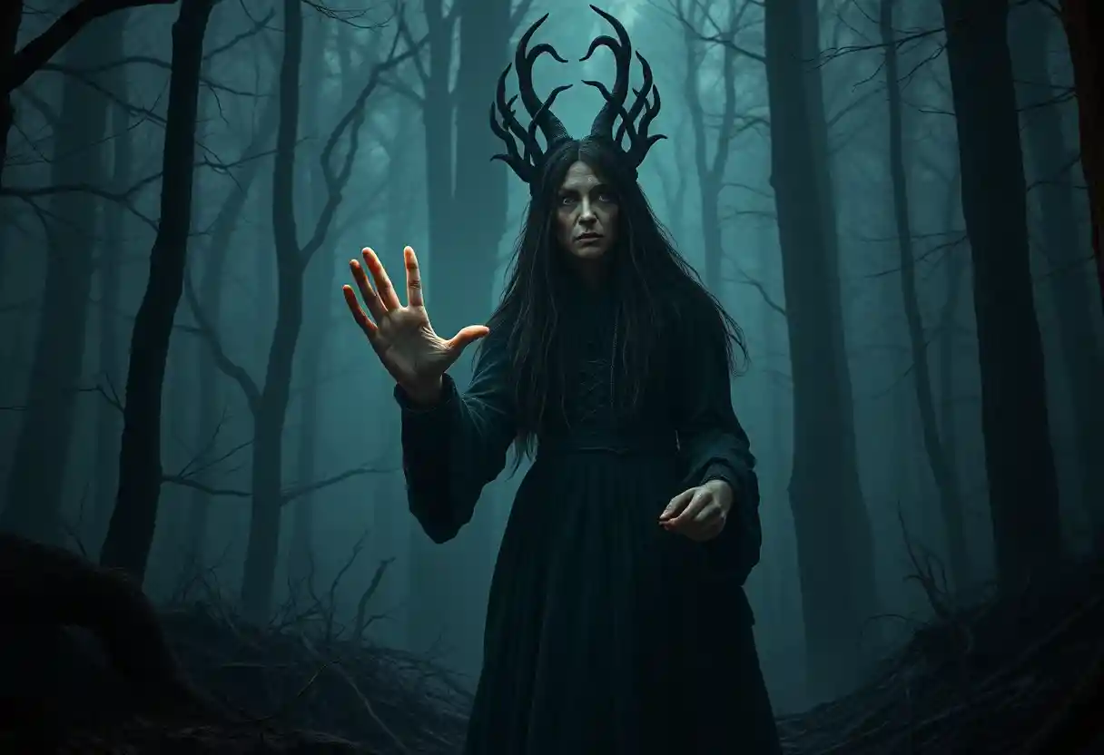 Baba Yaga Confronts A Young Man At The Forest Edge