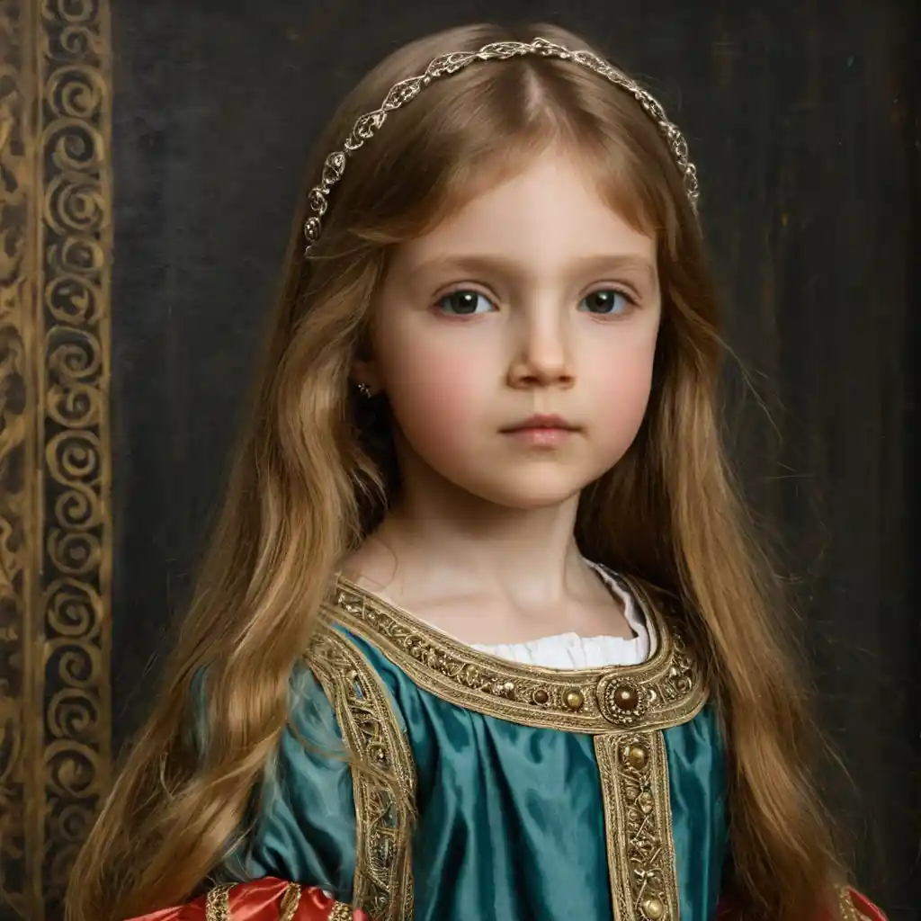 Renaissance portrait of a young Welsh girl with long hair