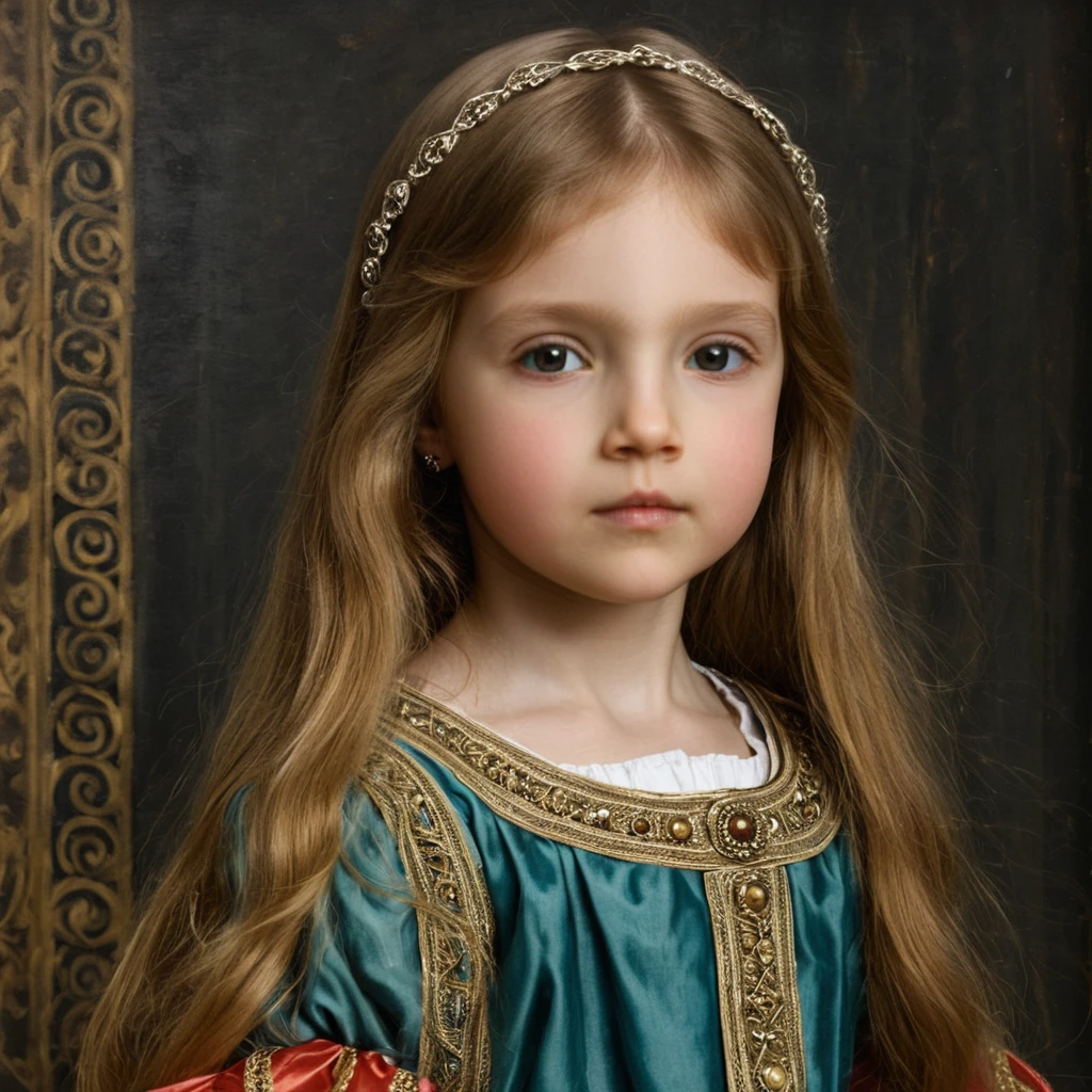 Renaissance portrait of a young Welsh girl with long hair