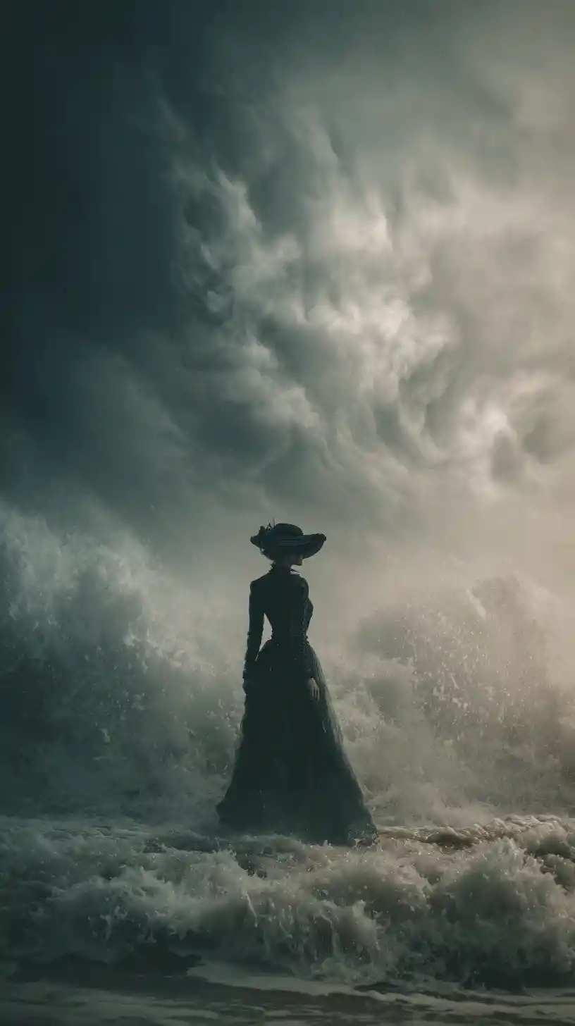 Man surfing a powerful ocean wave with dynamic motion