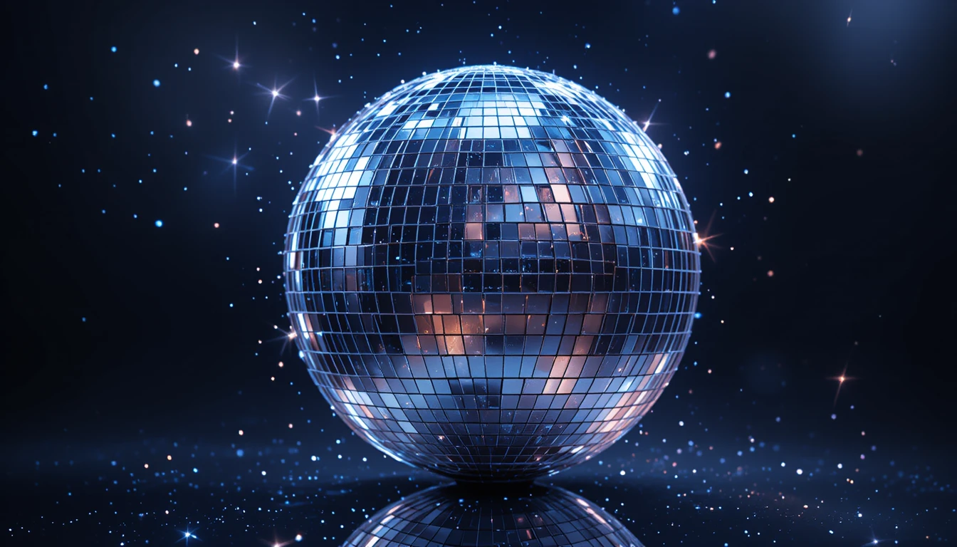 Glamorous disco ball object on a black studio background
