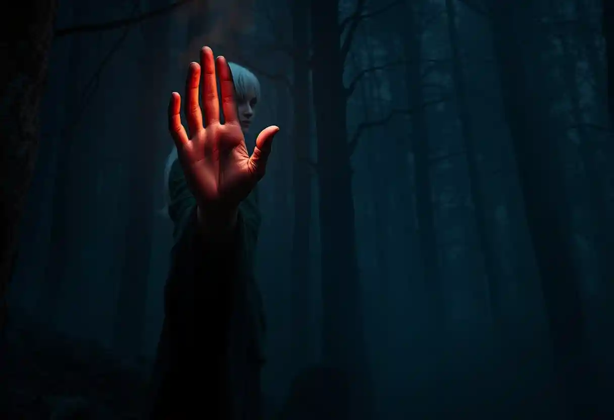 Baba Yaga affronta un giovane ai margini di una foresta oscura