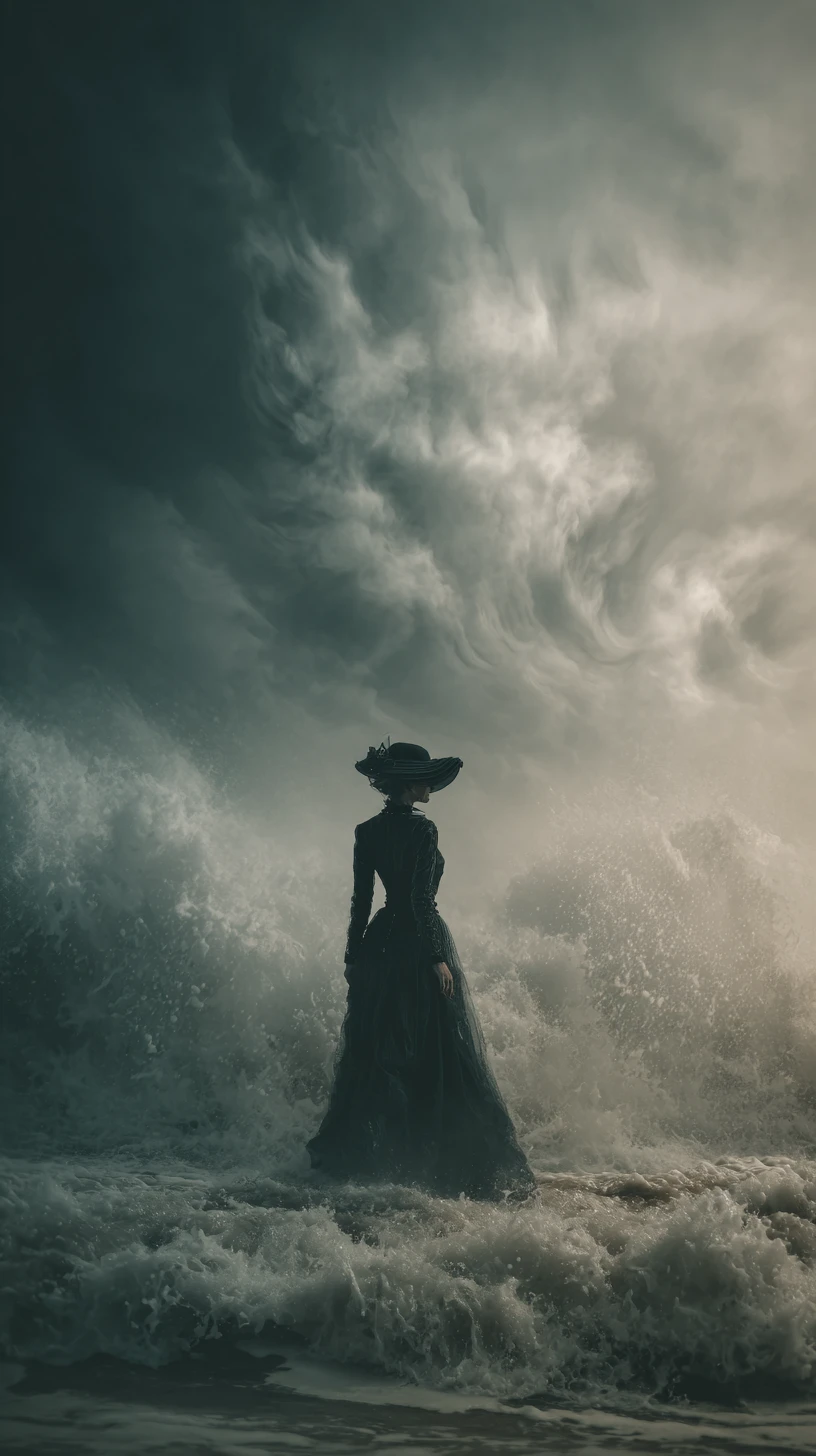 Man surfing a powerful ocean wave with dynamic motion