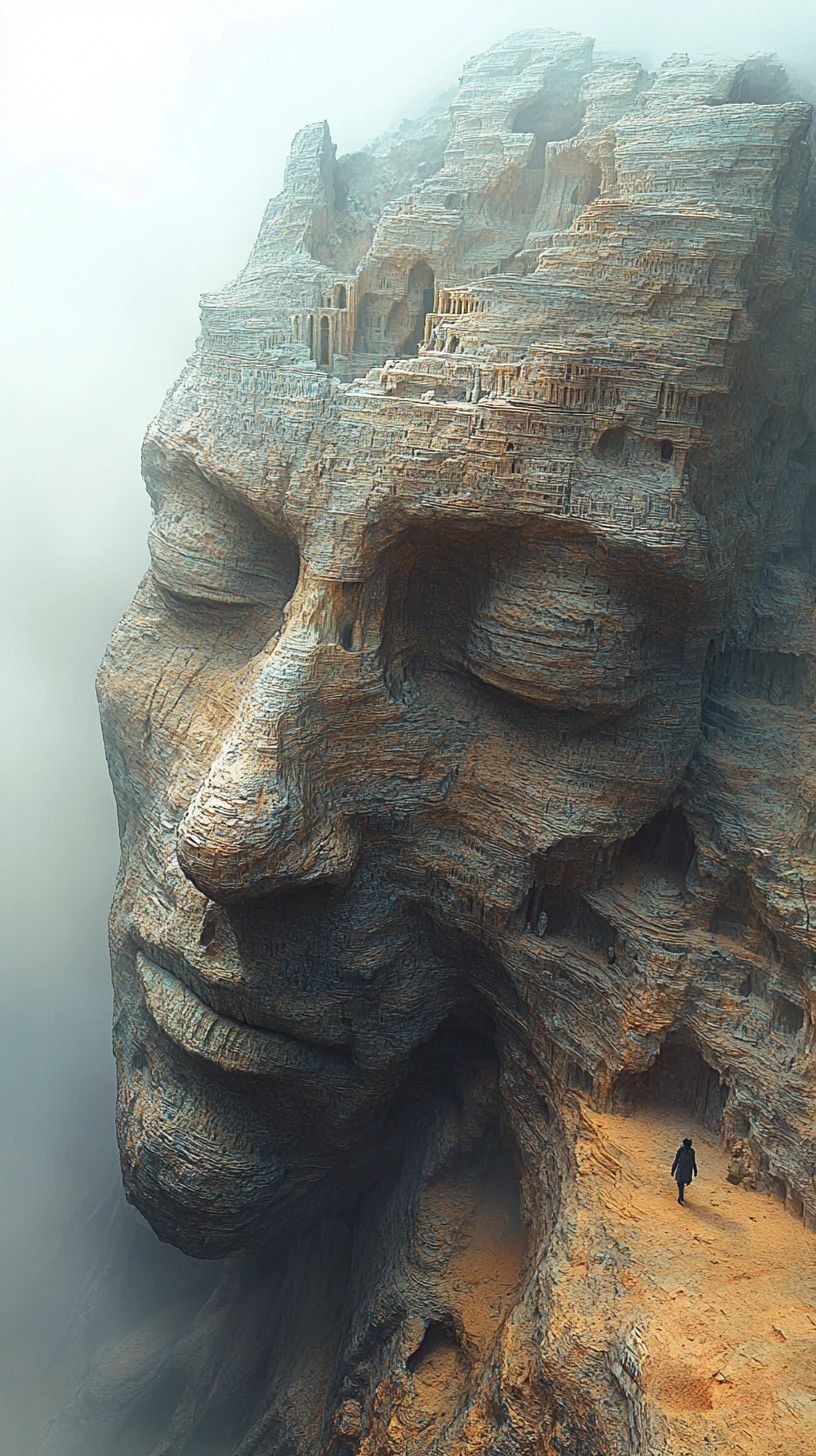 Sleeping giant forming a rolling surreal fantasy landscape