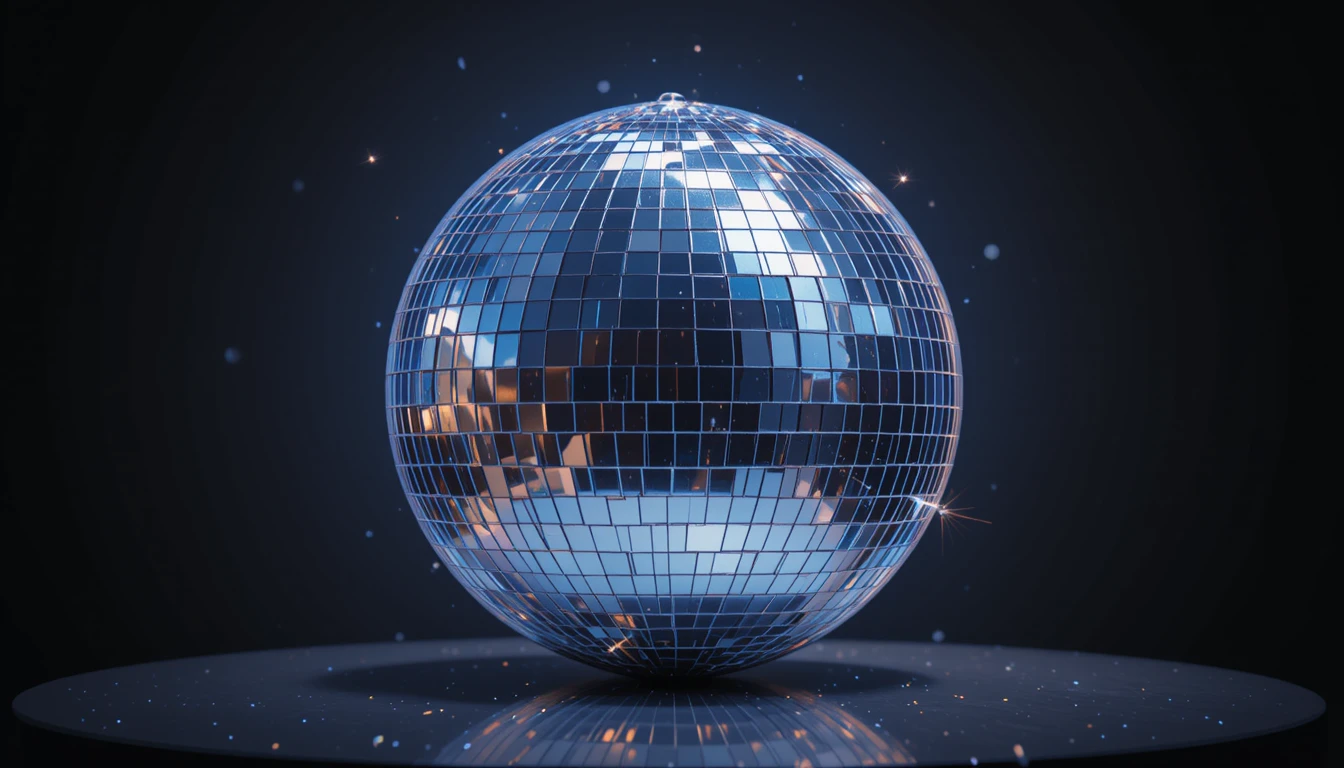 Glamouröse verspiegelte Discokugel mit dramatischer Studio-Beleuchtung