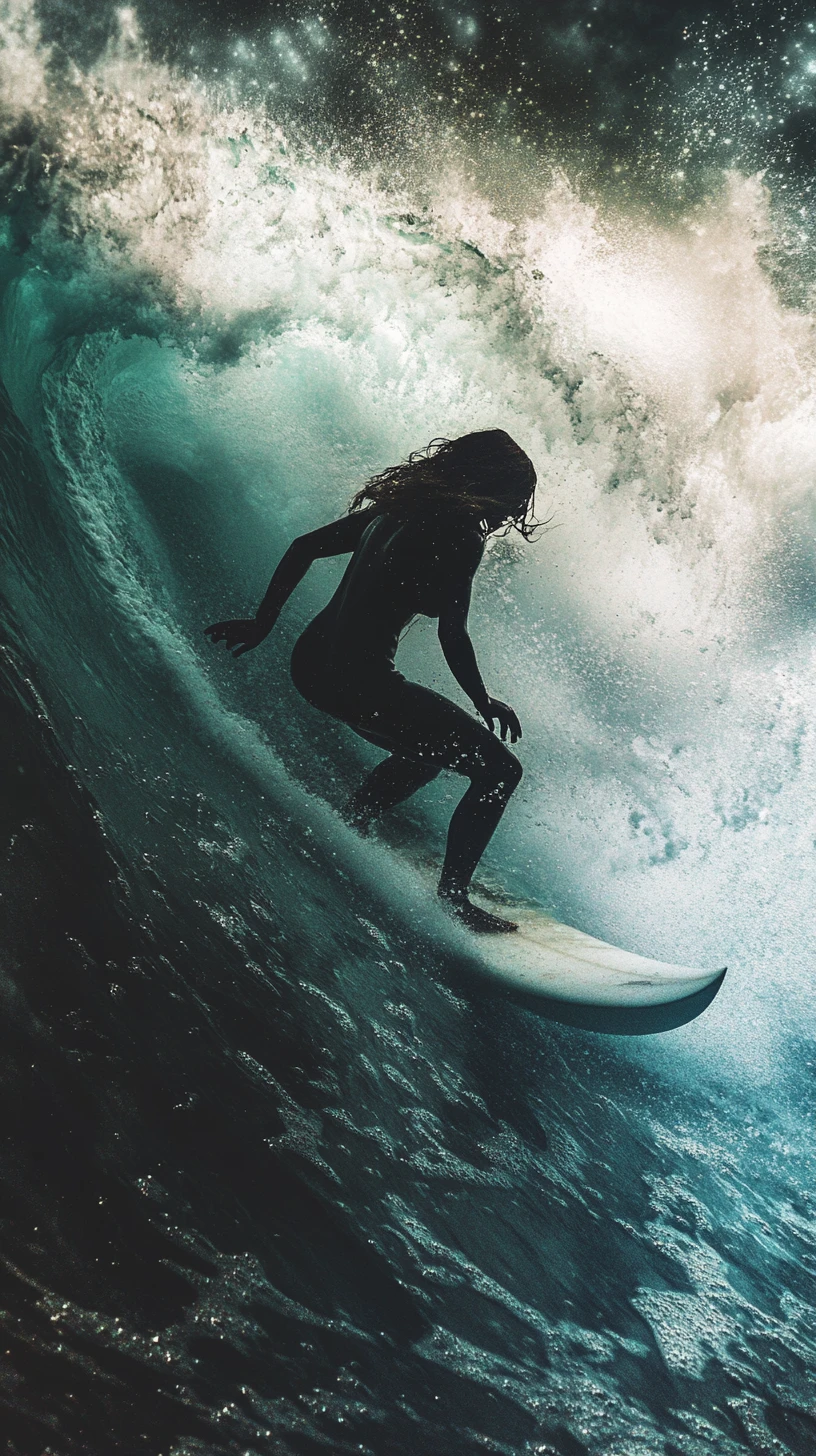 Man surfing a powerful ocean wave with dynamic motion