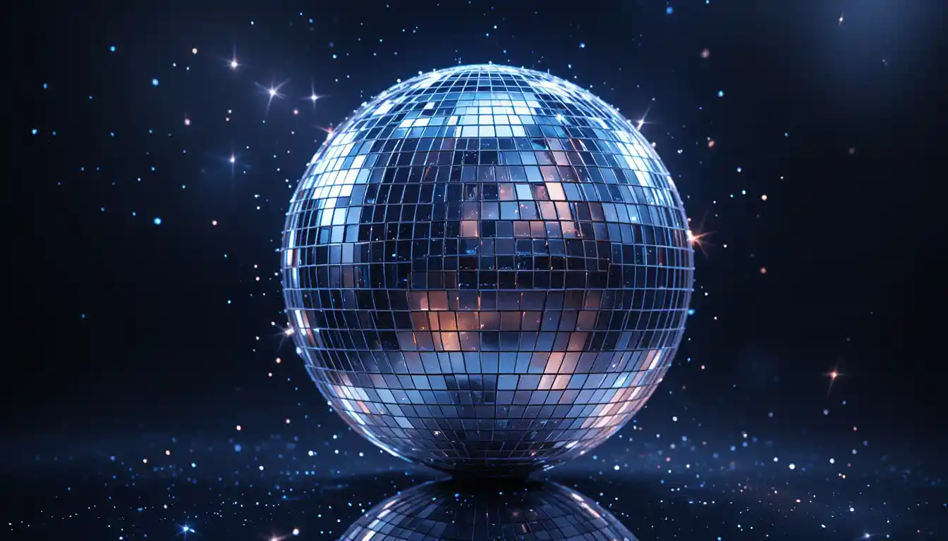 Glamorous disco ball object on a black studio background