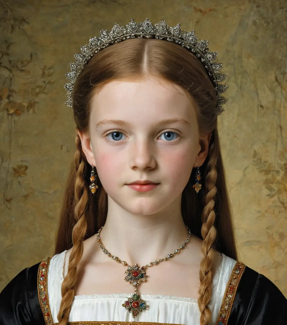 Young welsh girl portrayed in renaissance style painting