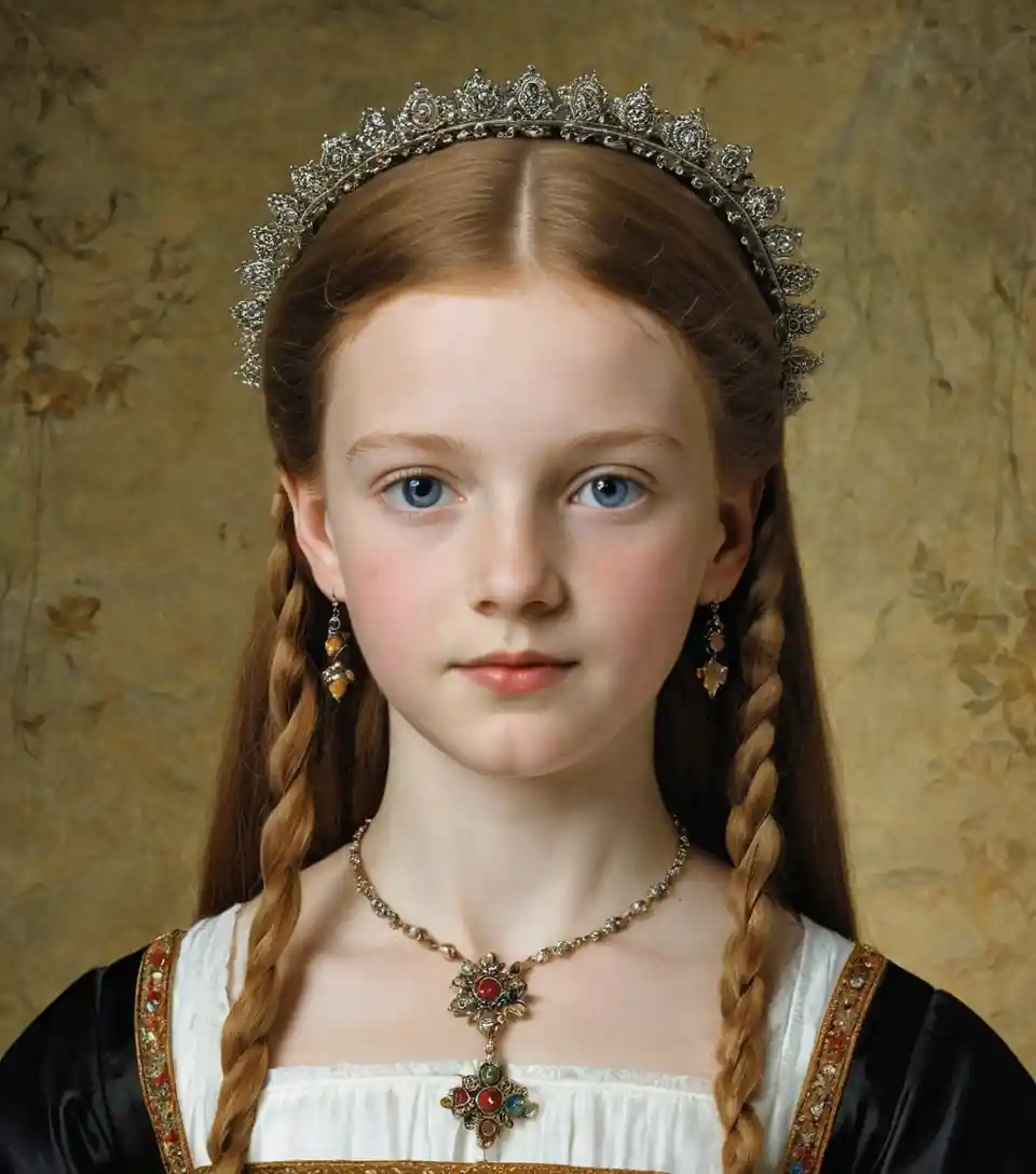 Junges walisisches Mädchen im Stil eines Renaissance-Gemäldes dargestellt