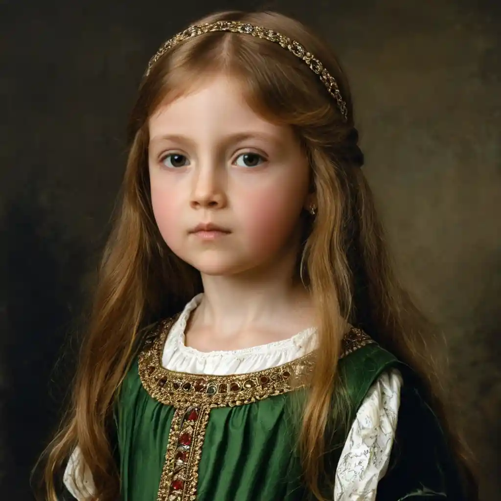 Renaissance portrait of a young Welsh girl with long hair
