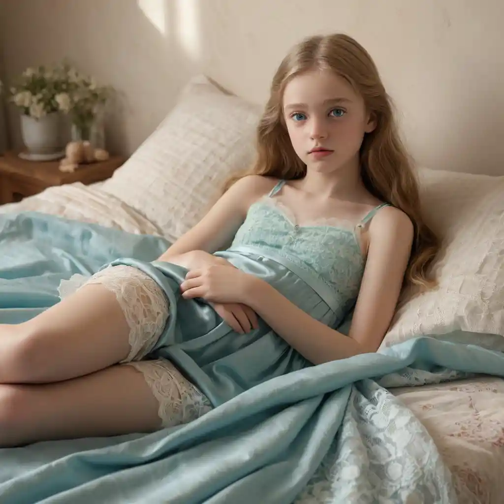 Teen girl lying thoughtfully on a sunlit bed