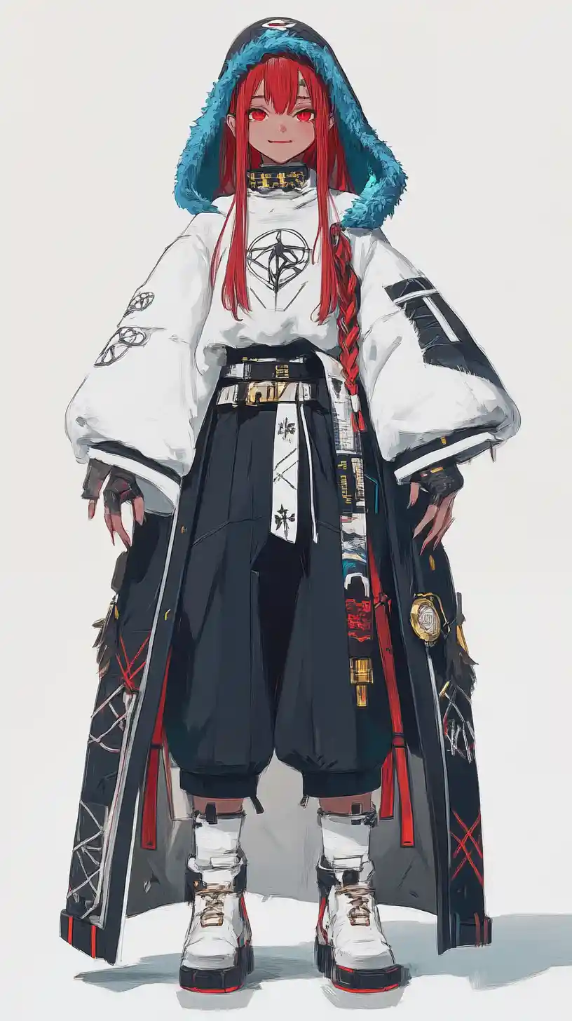Anime girl on a giants hand before a crystal ice palace